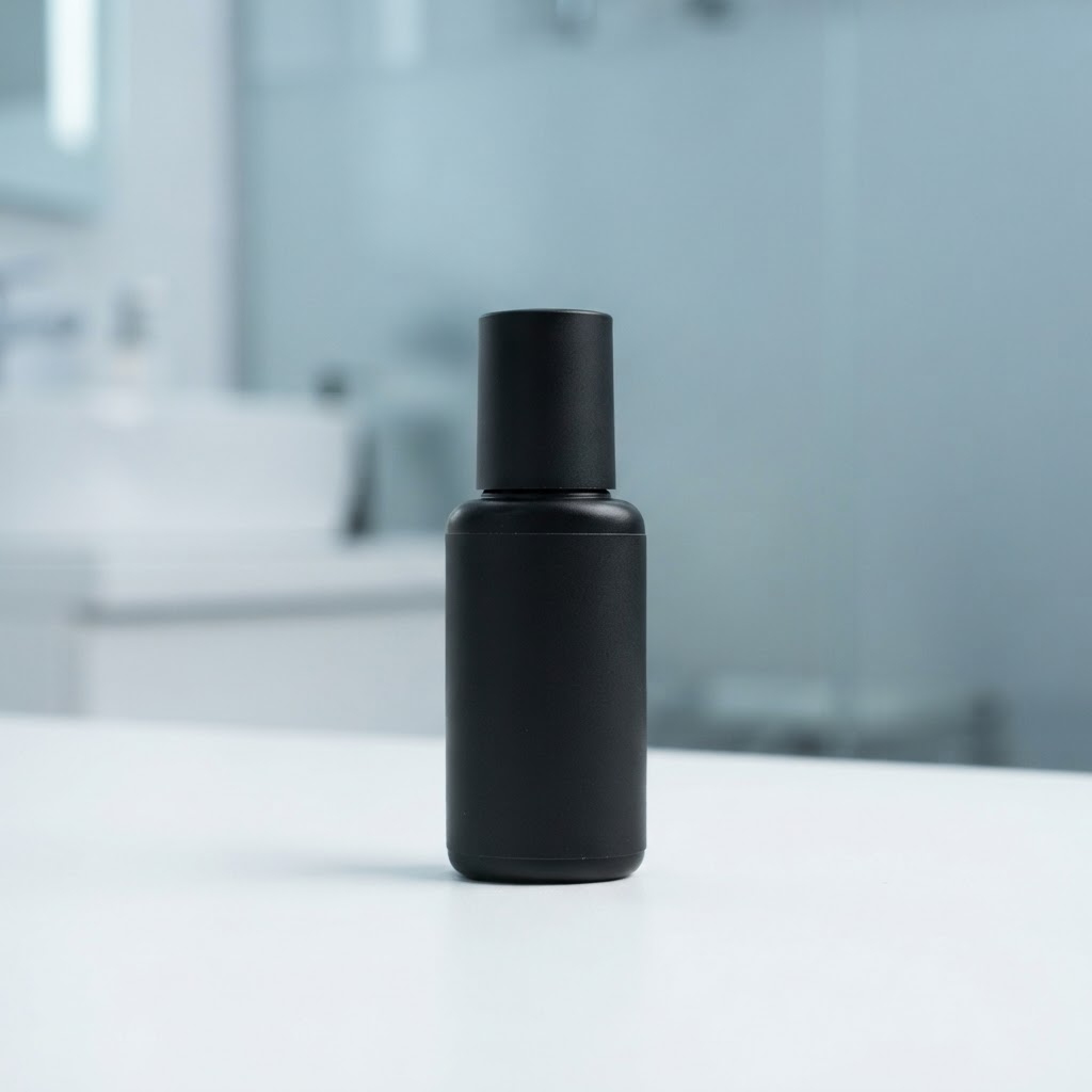 Professional black cosmetic lash adhesive bottle by Cosmetic Glue Co